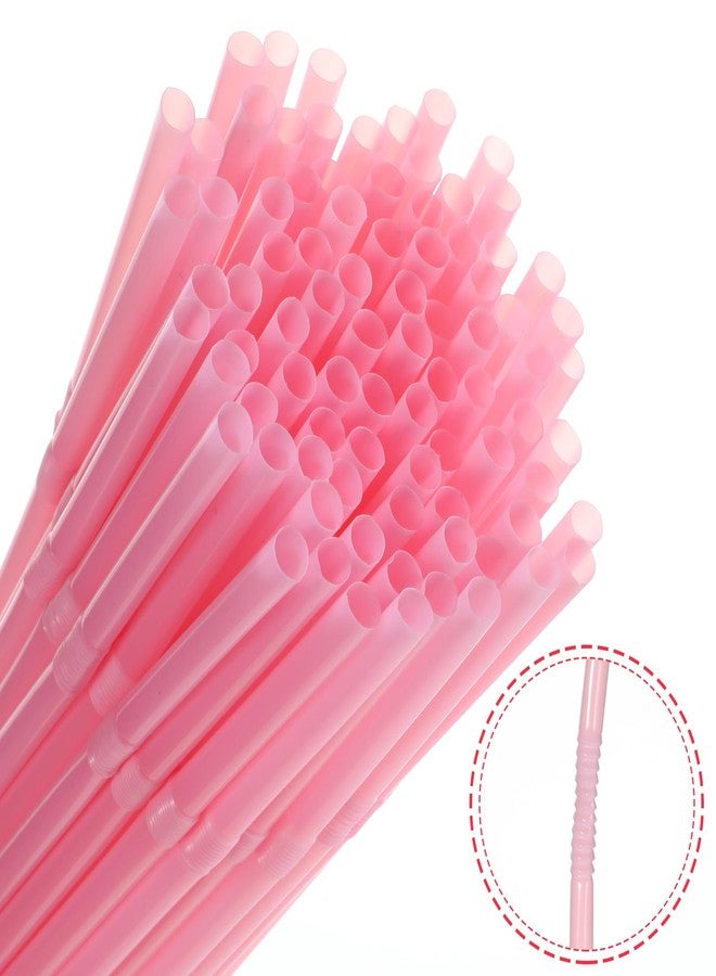 KFHENSOMR 200 Pcs Pink Straws High Flexible Plastic Straw Disposable Solid Colors Drinking Straws Bendy 8.46" X 0.19" Pink for Home Use Milk Juice Drinks - Image 3